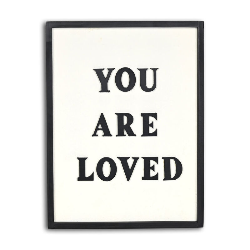 HomeRoots 16" X 12" Black And White You Are Loved Framed Wall Decor image number 0