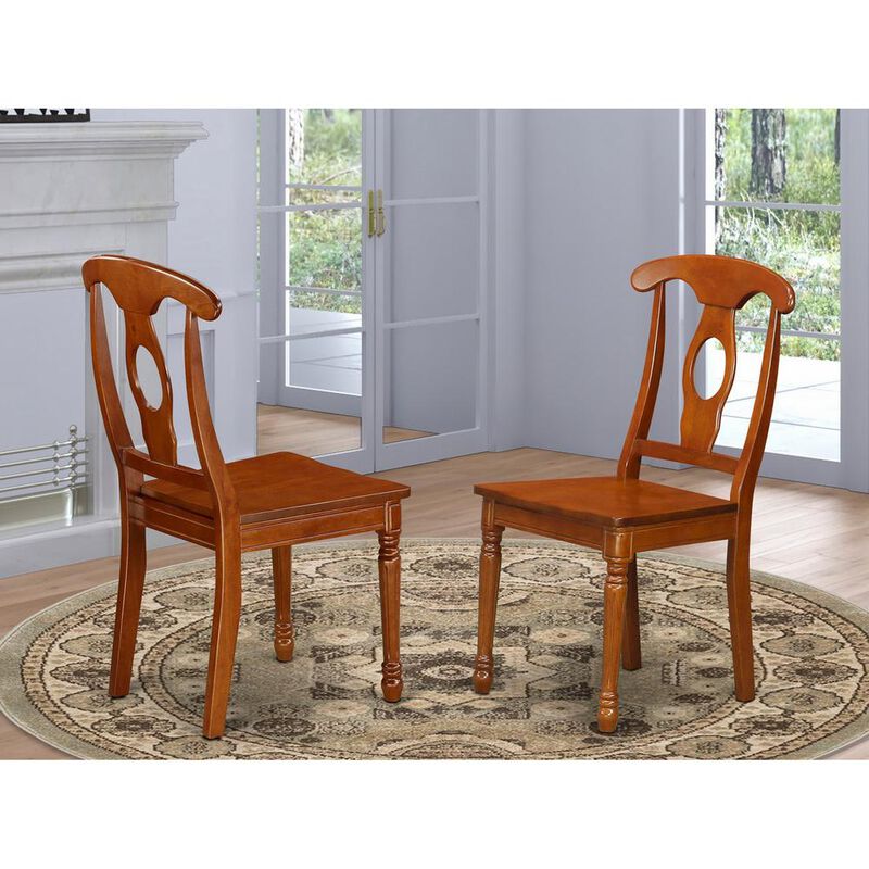 East West Furniture Napoleon  styled  chair  with  wood  seat,  Set  of  2