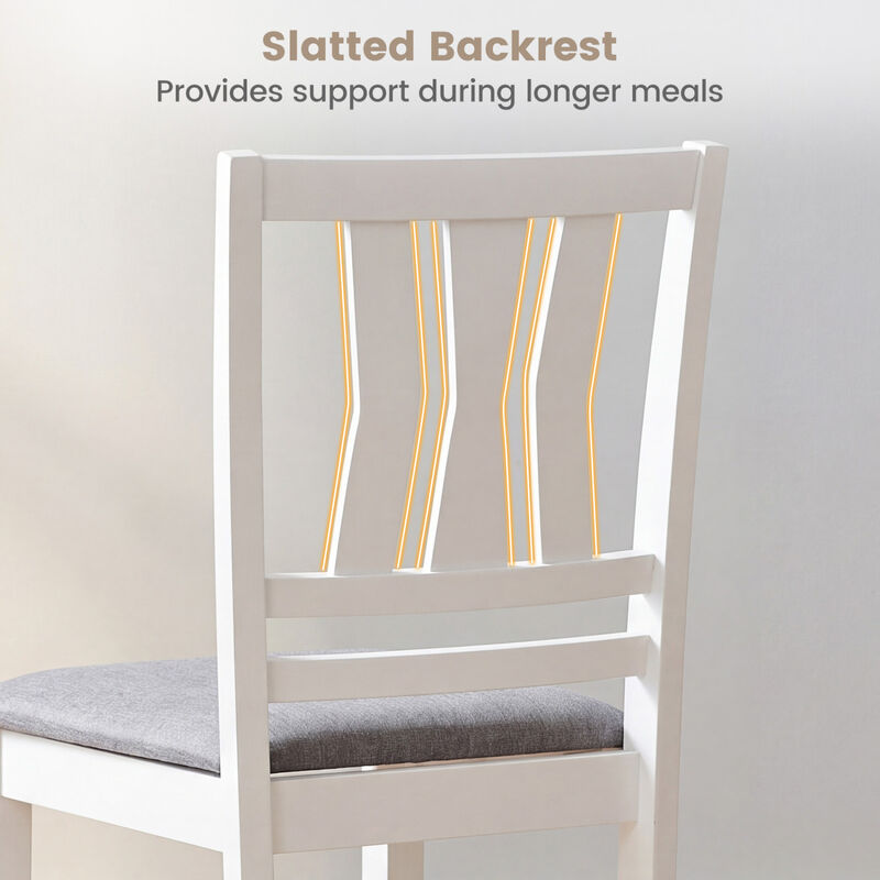 Set of 4 Fabric Upholstered Dining Chairs with Wood Frame for Kitchen and Dining Area-White image number 5