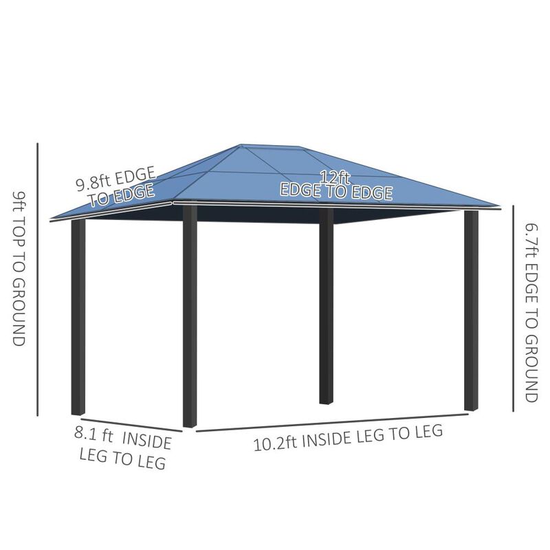 Hivvago 10' x 12' Outdoor Hardtop Gazebo with Netting for Patio image number 2