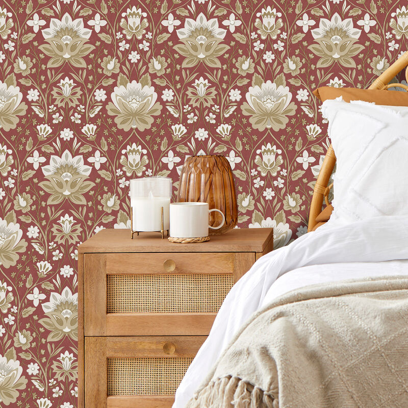 Issey Red Floral Wallpaper (Set of 2) image number 1