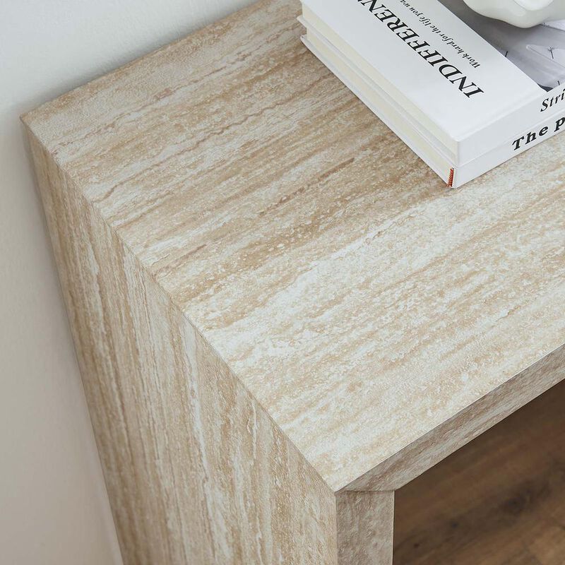 Mirella Faux Travertine Console Table image number 7