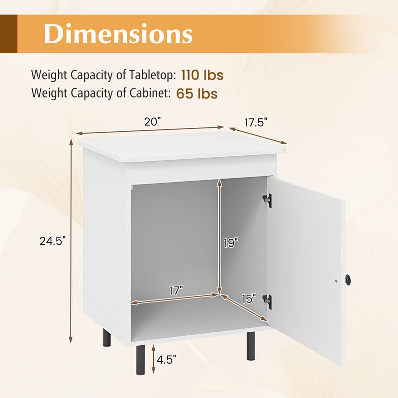 Set of 2 Modern Nightstand End Tables with Doors and Enclosed Storage image number 2