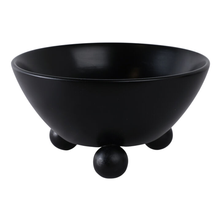 12" Bowl With Ball Feet, Black