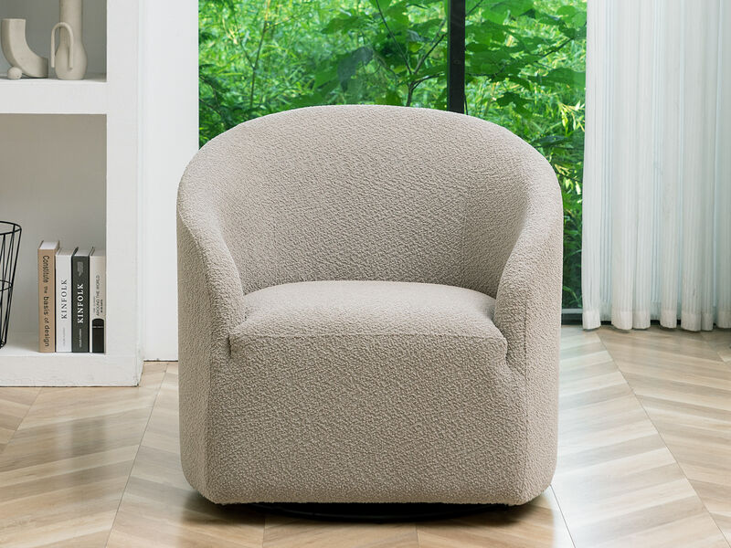 Ashlie Boucle Upholstered&nbsp;Swivel&nbsp;Barrel&nbsp;Armchair image number 1