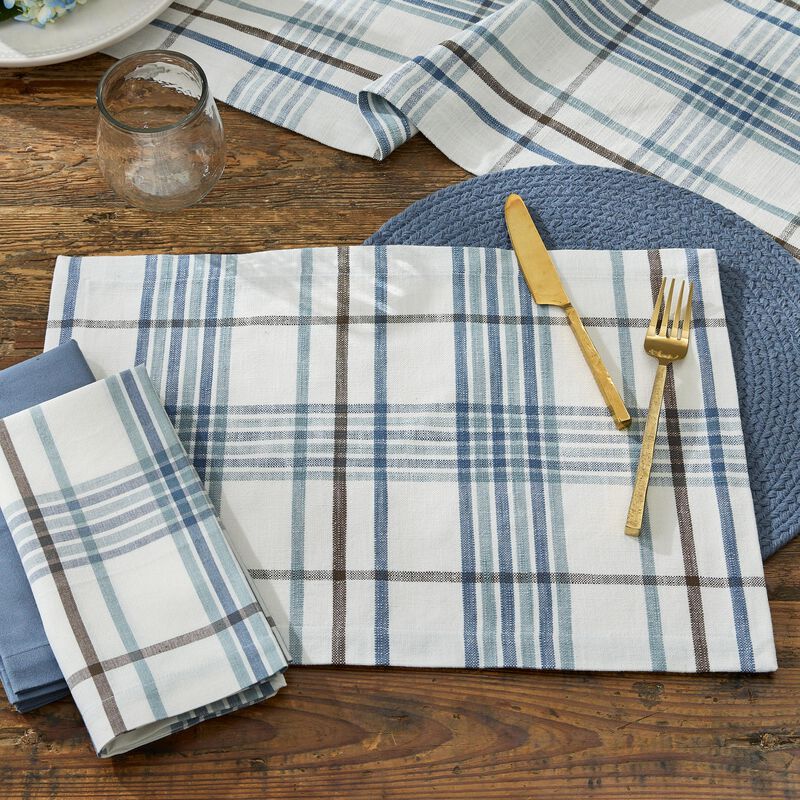 Split P Abbott Plaid Blue Placemat Set of 4 image number 4