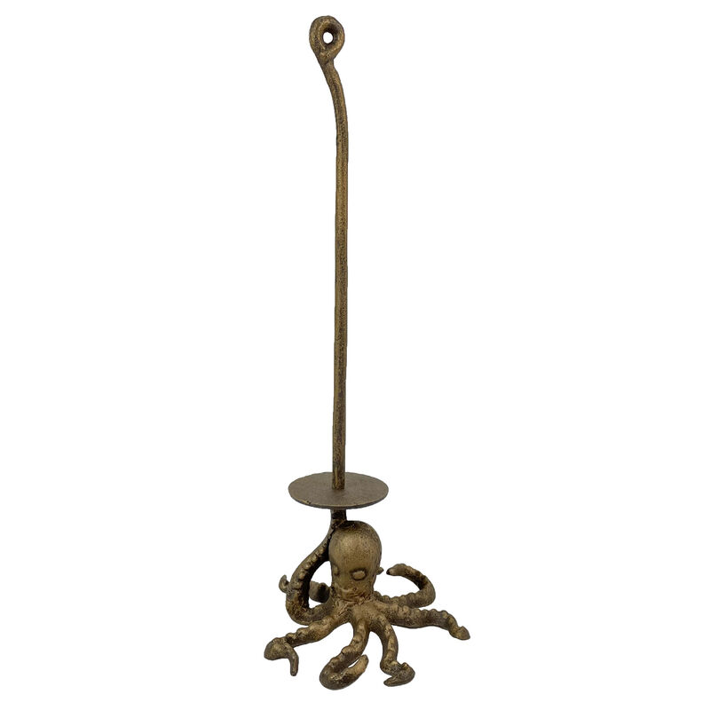 Bronze Cast Iron Octopus Paper Towel Holder Kitchen Bathroom Decor Organizer image number 0
