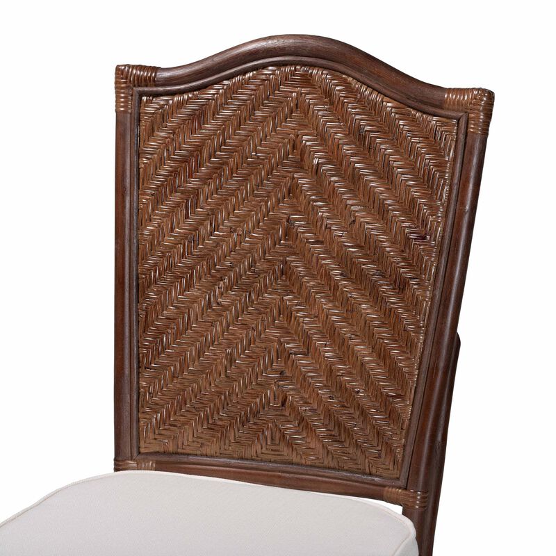 bali & pari Mahdis Natural Rattan 2-Piece Dining Chair Set with Cushion - Handwoven Wicker Accent Chair with Woven Chevron Back for Kitchen or Dining Room image number 3