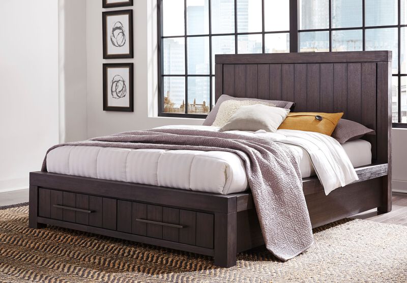Heath Full-Size Two Drawer Storage Bed in Basalt Grey image number 1