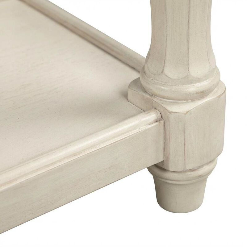 FurniFact White Accent Table with 1 Drawer &ndash; Antique Bedroom Side Table in Cottage Style image number 6
