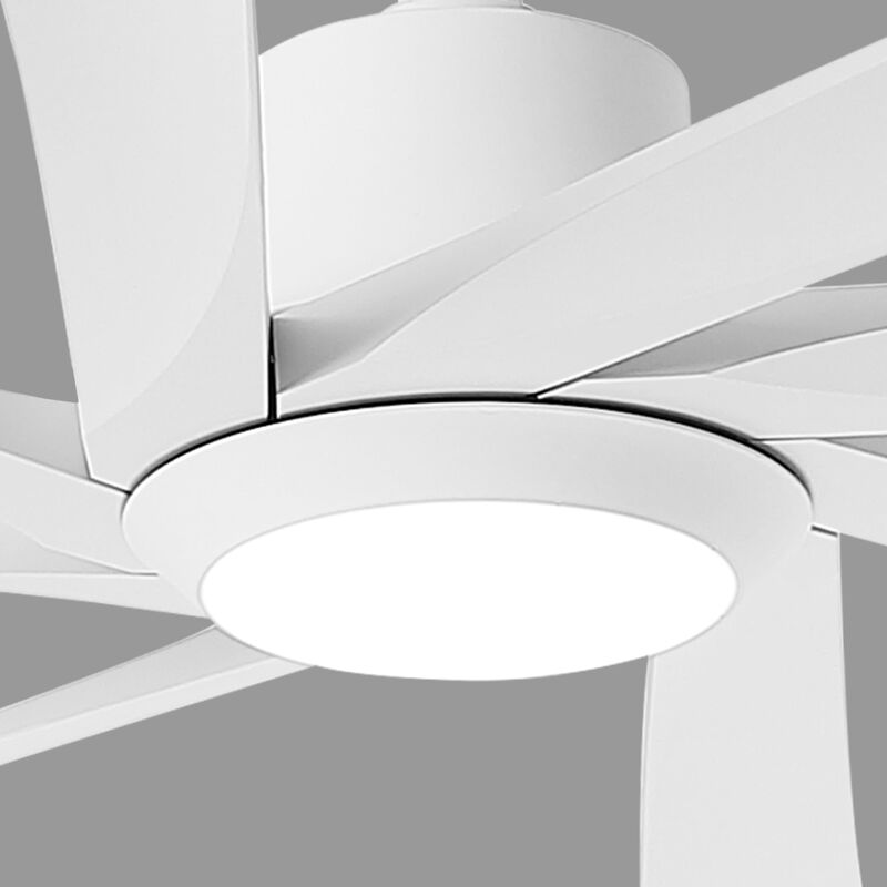 100" Modern Matte White Dimmable Reversible Aero Blade Ceiling Fan with Light and Remote image number 9