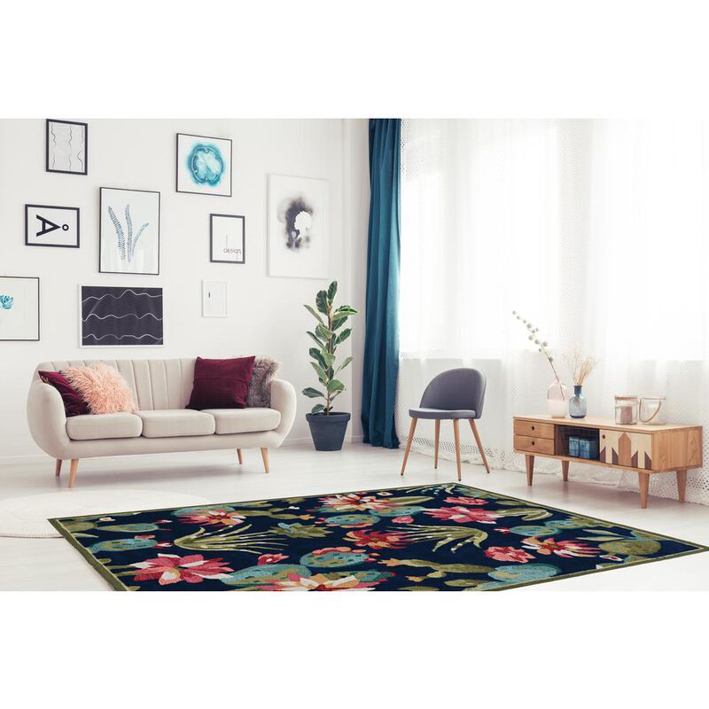 Linon Trio Cactus Navy & Multi, Rug image number 4