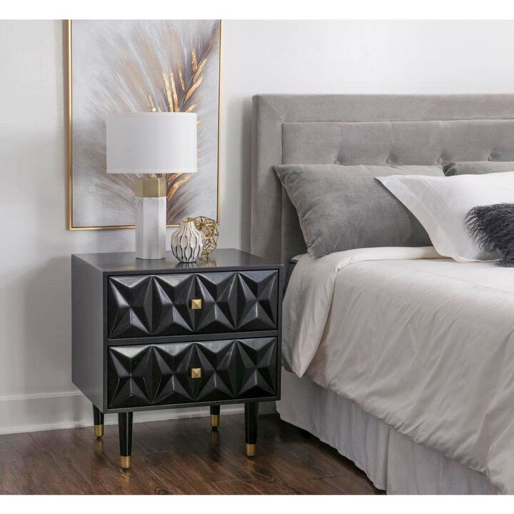 Linon Two Drawer Geo Texture Nightstand