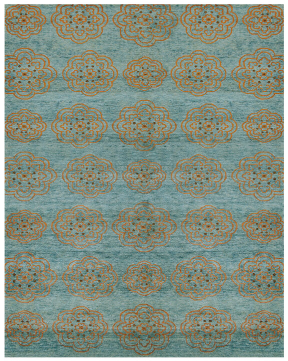 HomeRoots Floral Hand Knotted Worn Faded Area Rug