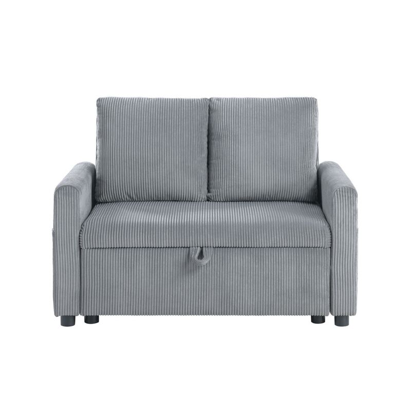 Swin&nbsp;Loveseat with Storage, Gray Corduroy, Soft Cushioned, 45 Inch