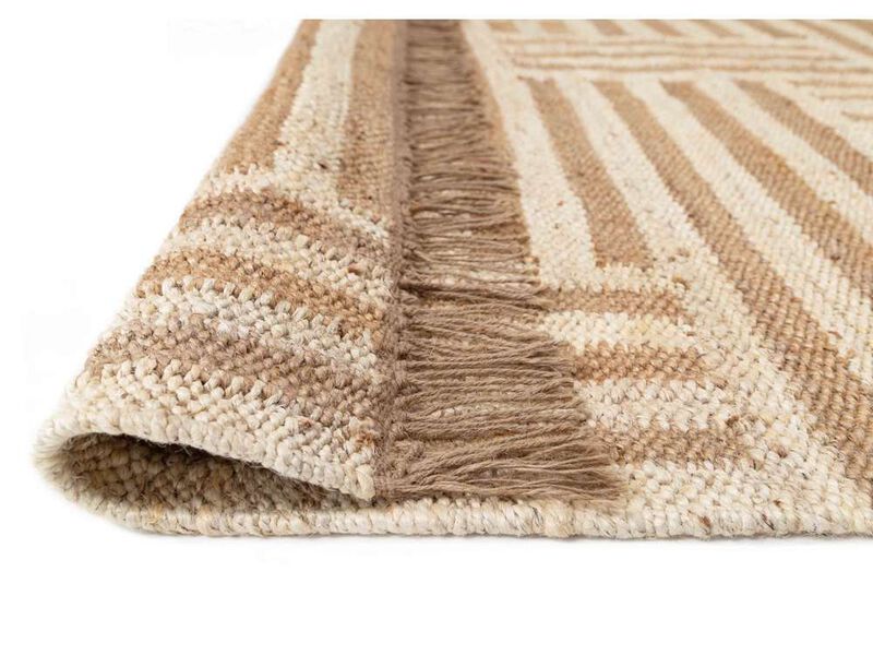 Abbie Natural and Bleached Striped Geometric Jute Rug image number 9