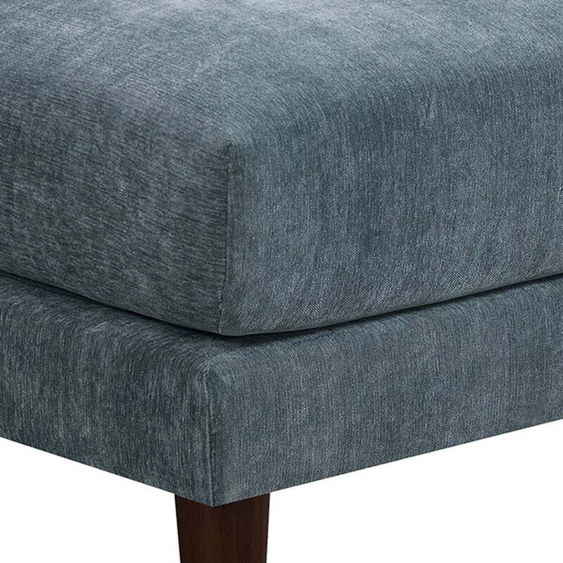 Rio 33 Inch Modular Armless Sofa Chair, Lumbar Cushion, Slate Blue Fabric - Benzara