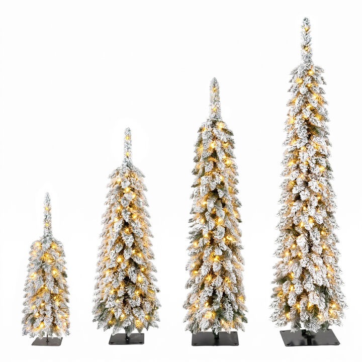 Menmir 4 Pack Pre-Flocked Christmas Trees
