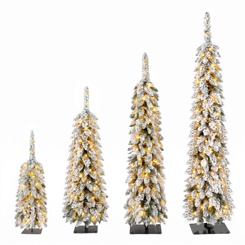 Menmir 4 Pack Pre-Flocked Christmas Trees image number 0