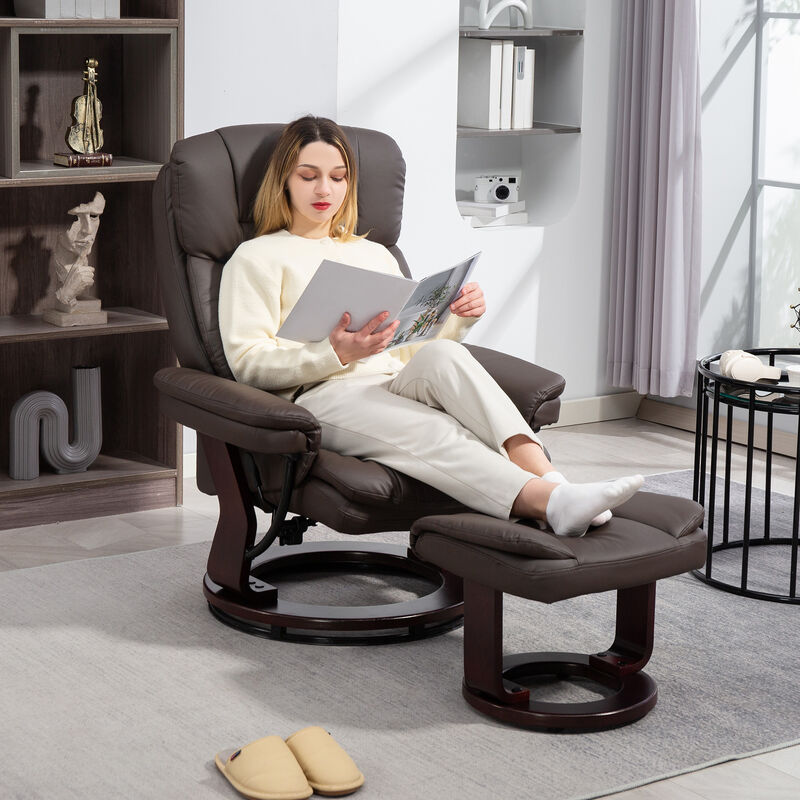 Reclining Armchair with Footrest and Plush Upholstery for Home Relaxation