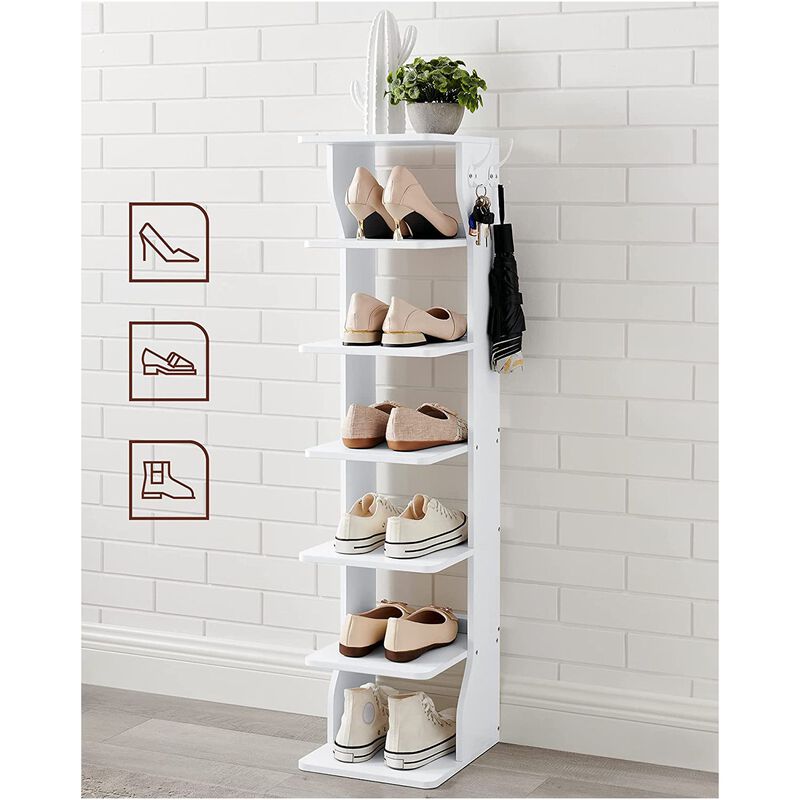 BreeBe 6-Tier Slim Shoe Storage Rack White