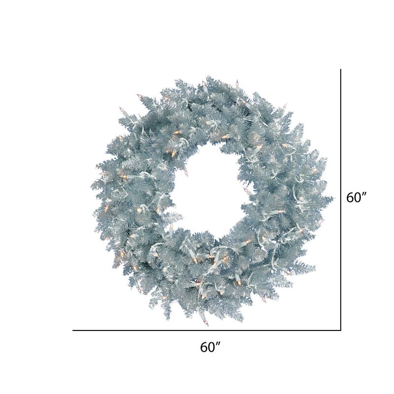 Vickerman 60" Silver Fir Artificial Christmas Wreath, Warm White Dura-Lit LED Lights. - Faux Fir Christmas Wreath - Indoor Seasonal Home Decor image number 3