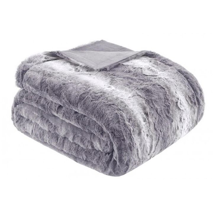 Madison Park  Zuri Faux Fur Oversized Bed Throw, Grey  96 x 80 in.