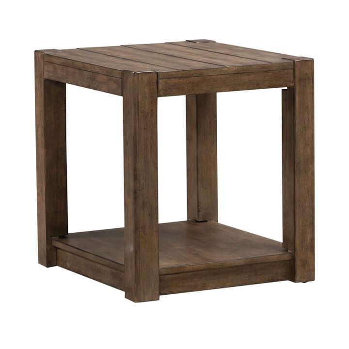 Liberty Furniture Broadmore Living Room Square Chairside Table - Cobblestone Brown