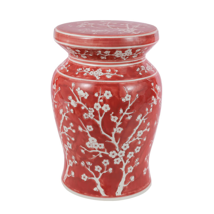 Cherry Blossom Ceramic Garden Stool
