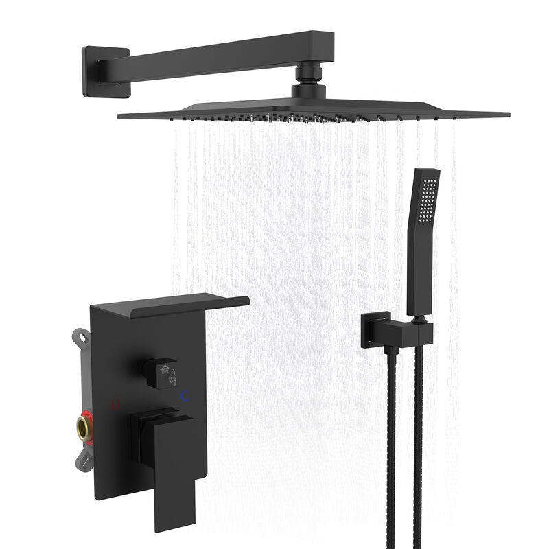 Rainfall Shower System with Storage Shelf High-Pressure Shower Head & Handheld Combo