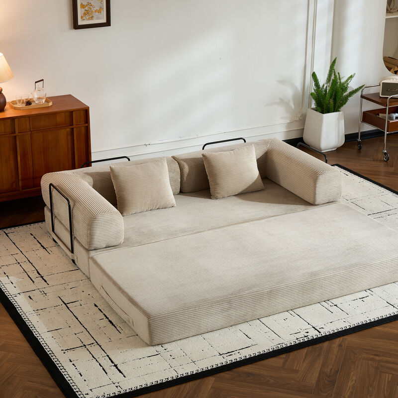 GOODSILO Convertible Sleeper Sofa Bed with Cylindrical Pillow, Folding Mattress Couch with Fixed-Shape Frame, Floor Sofa Lounge Couch image number 9