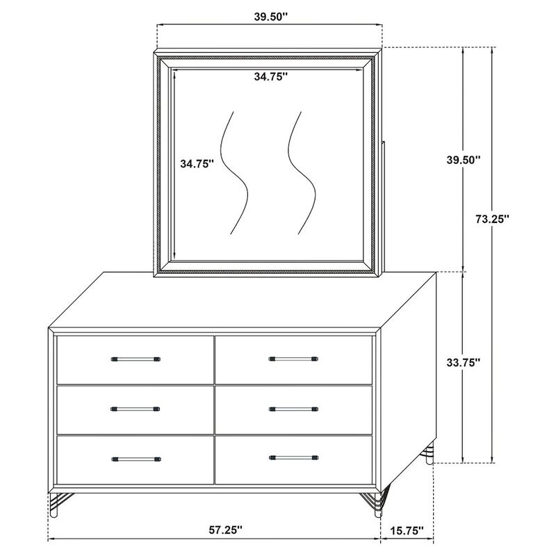 Coaster Co. of America Lucia 6-drawer Dresser and Mirror Black image number 1