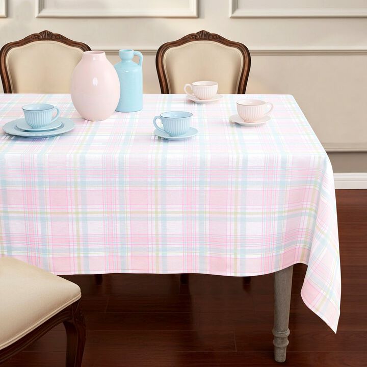 Linen Tablecloth for Dining Table, Holiday and Everyday Table Decor - Palm Beach Plaid