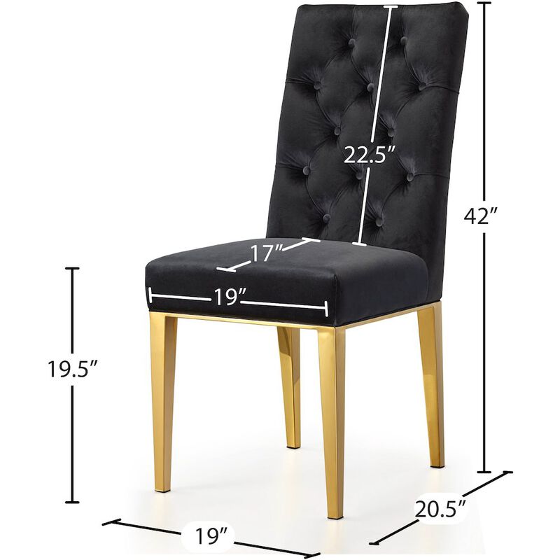 Meridian Furniture Capri Black Velvet Dining Chair, Set of 2