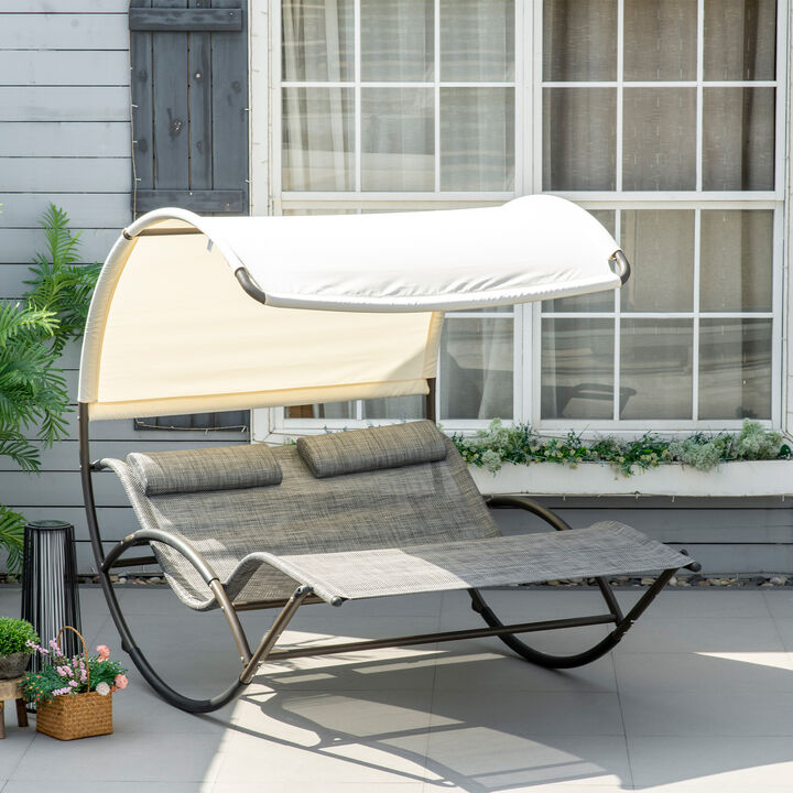 Hivvago Outdoor Chaise Daybed Rocking Chair for Two