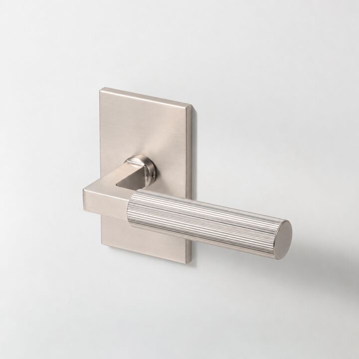 Mila Modern Linear Hall/Closet Interior Door Handle with Rectangular Rosette and Concealed Screws (Passage)