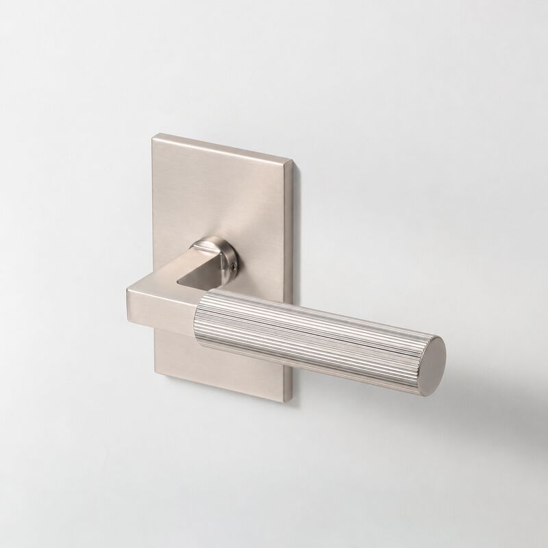 Mila Modern Linear Hall/Closet Interior Door Handle with Rectangular Rosette and Concealed Screws (Passage) image number 0