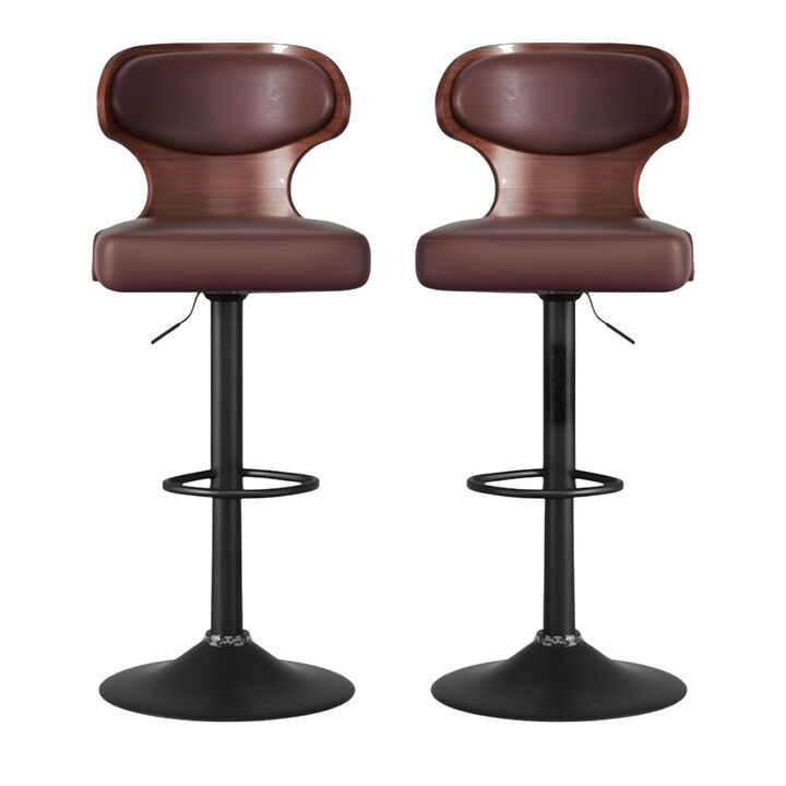 Ergonomic Modern Dual Color Steady PU Leather Bar Stool Swivel Height Adjustable Large Seat Hotel Outdoor Kitchen Counter Chair