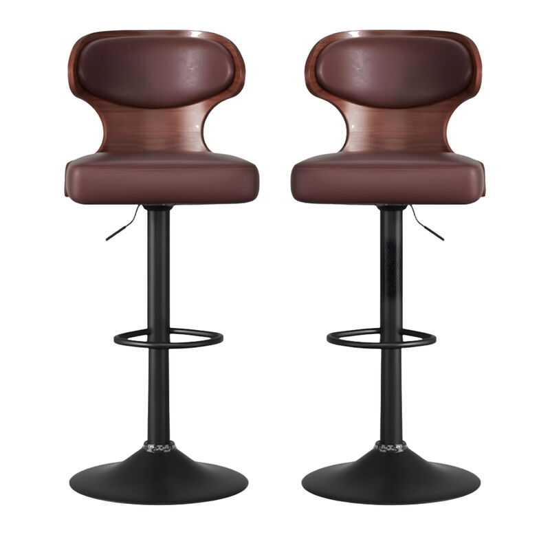 Ergonomic Modern Dual Color Steady PU Leather Bar Stool Swivel Height Adjustable Large Seat Hotel Outdoor Kitchen Counter Chair image number 0
