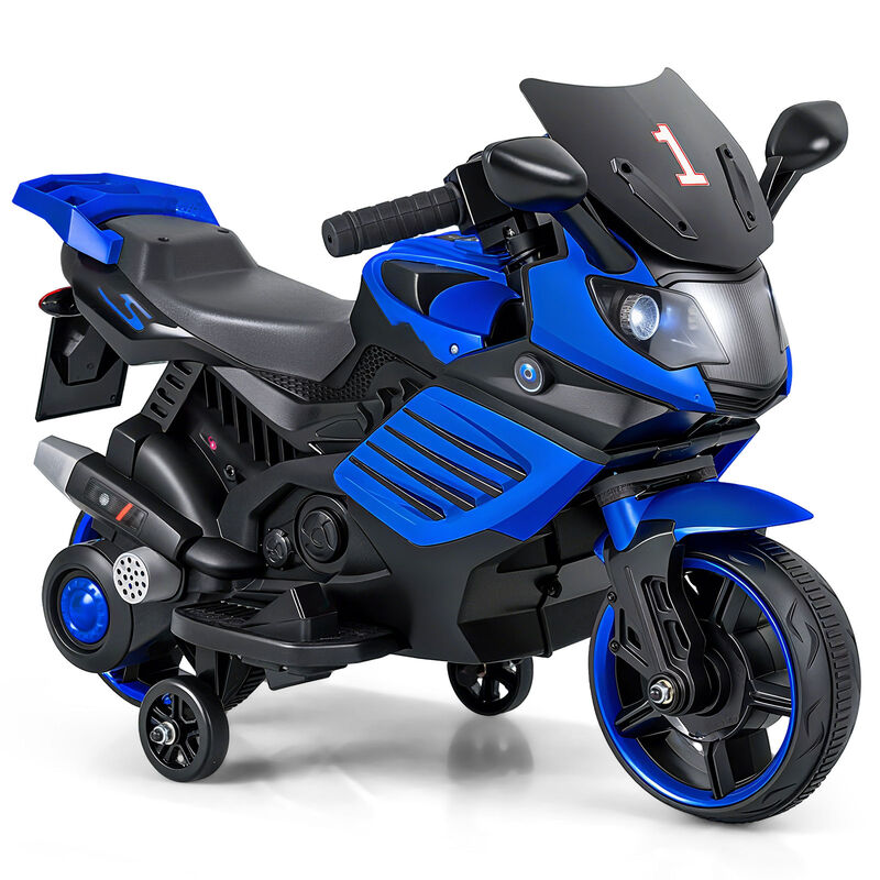 Electric Kids Motorcycle 6V with Headlights Music and Detachable Training Wheels for Yard image number 0