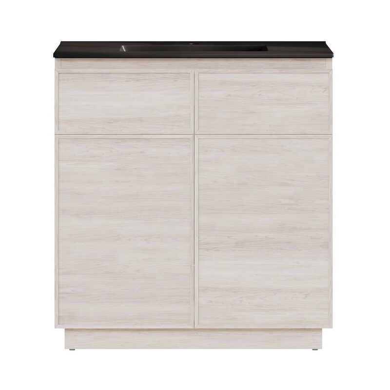 St. Tropez 36" Freestanding Bathroom Vanity in White Oak with Black Sink Top image number 0
