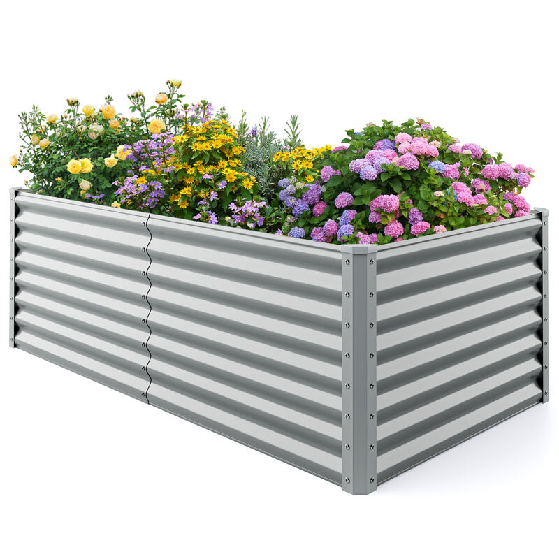 Rectangular Raised Garden Bed with Open Bottom Design for Improved Drainage and Healthy Root Growth