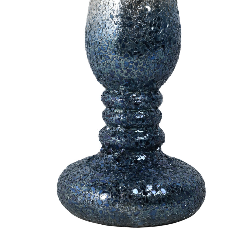 Silver Blue Crackled Candle image number 4