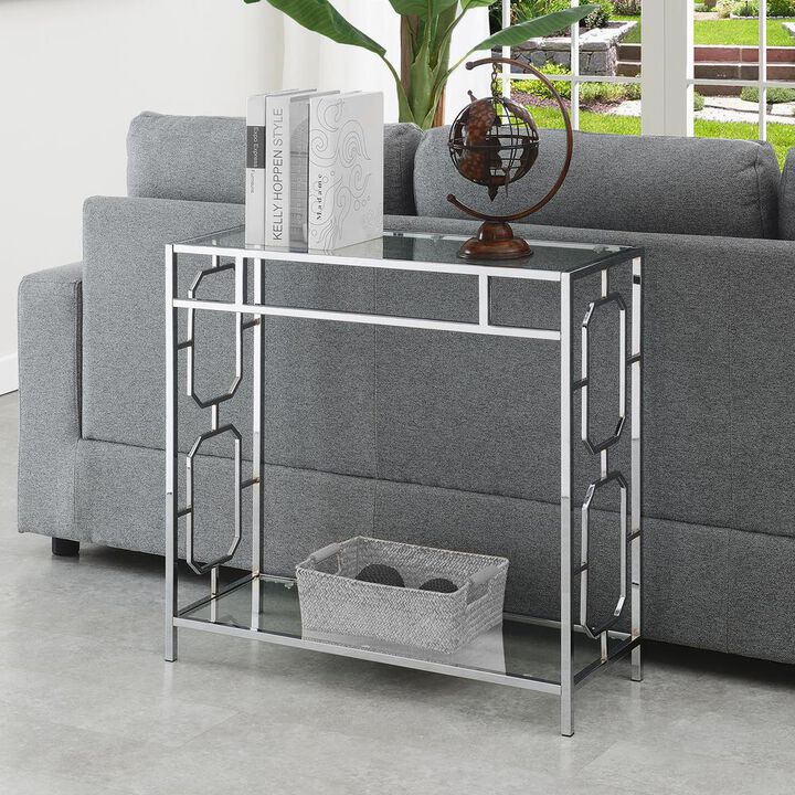 Convenience Concepts Omega Chrome Glass Hall Table with Shelf
