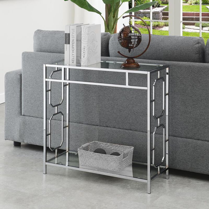 Convenience Concepts Omega Chrome Glass Hall Table with Shelf