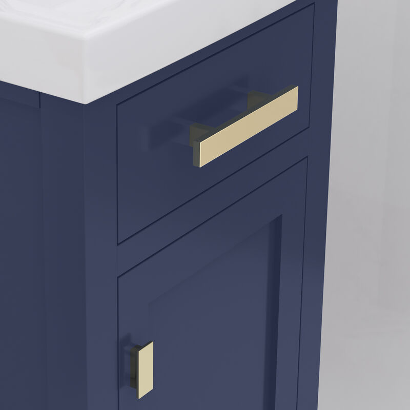 Mia 18 In. Integrated Ceramic Sink Top Bath Vanity in Monarch Blue
