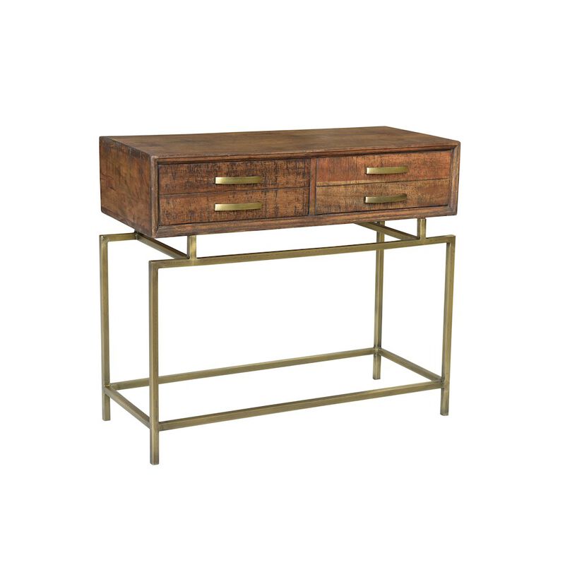 Mid-Century Goldbust 2-Drawer Console Table