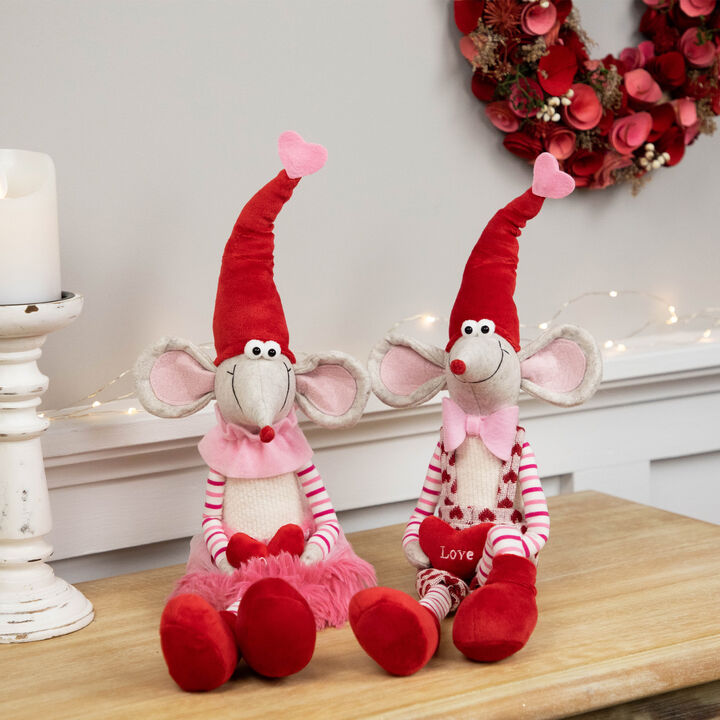 Boy and Girl Mice Valentine's Day Figures with Dangling Legs - 20" - Set of 2