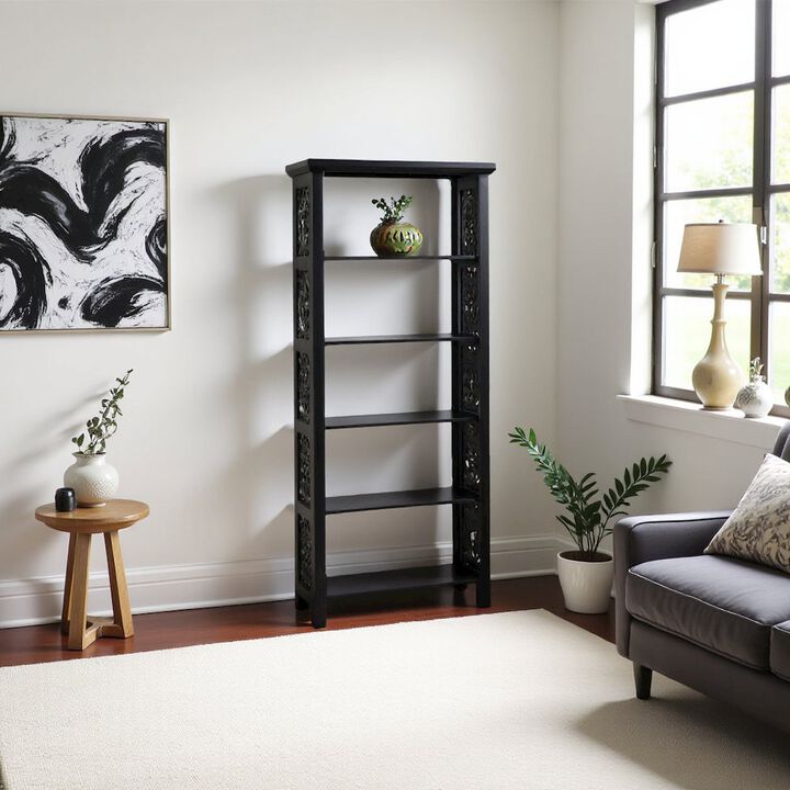 Starlight Canyon Home Tall Narrow Bookshelf &ndash; Elegant 5 Tier Skinny Bookcase Design
