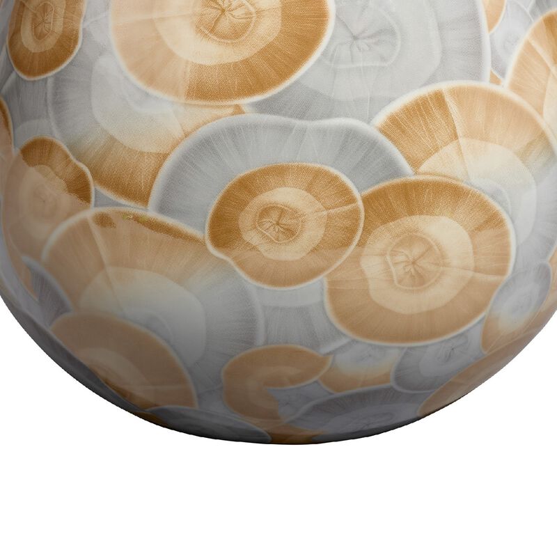 Aery Decorative Vase, Printed Pattern Glossy Blue Ceramic, 8 Inch